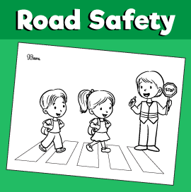 Road safety ball on the road coloring page â minutes of quality time