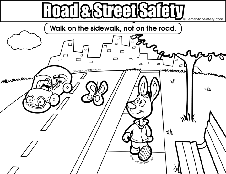 Sidewalk vs road â coloring road street safety