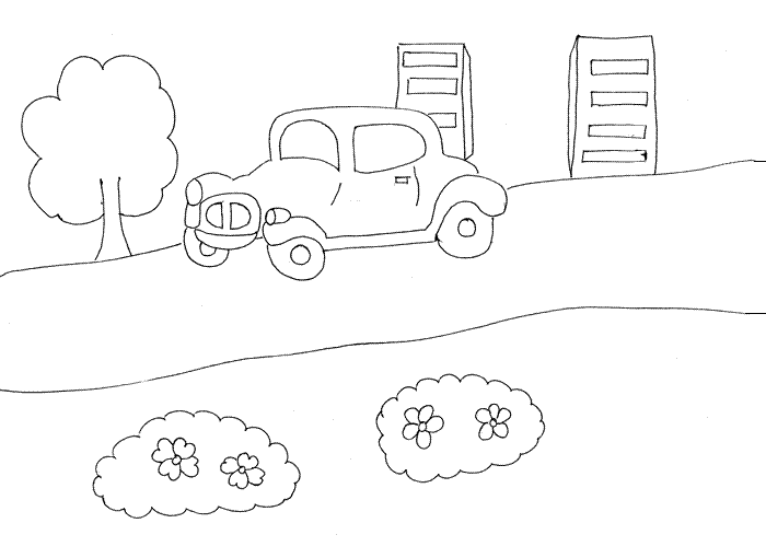 Old car printable coloring page for kids