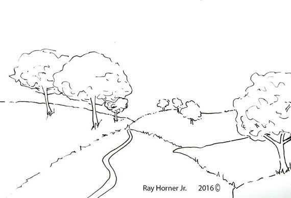 Restful road printable coloring page by ray horner jr instant digital download ready for use