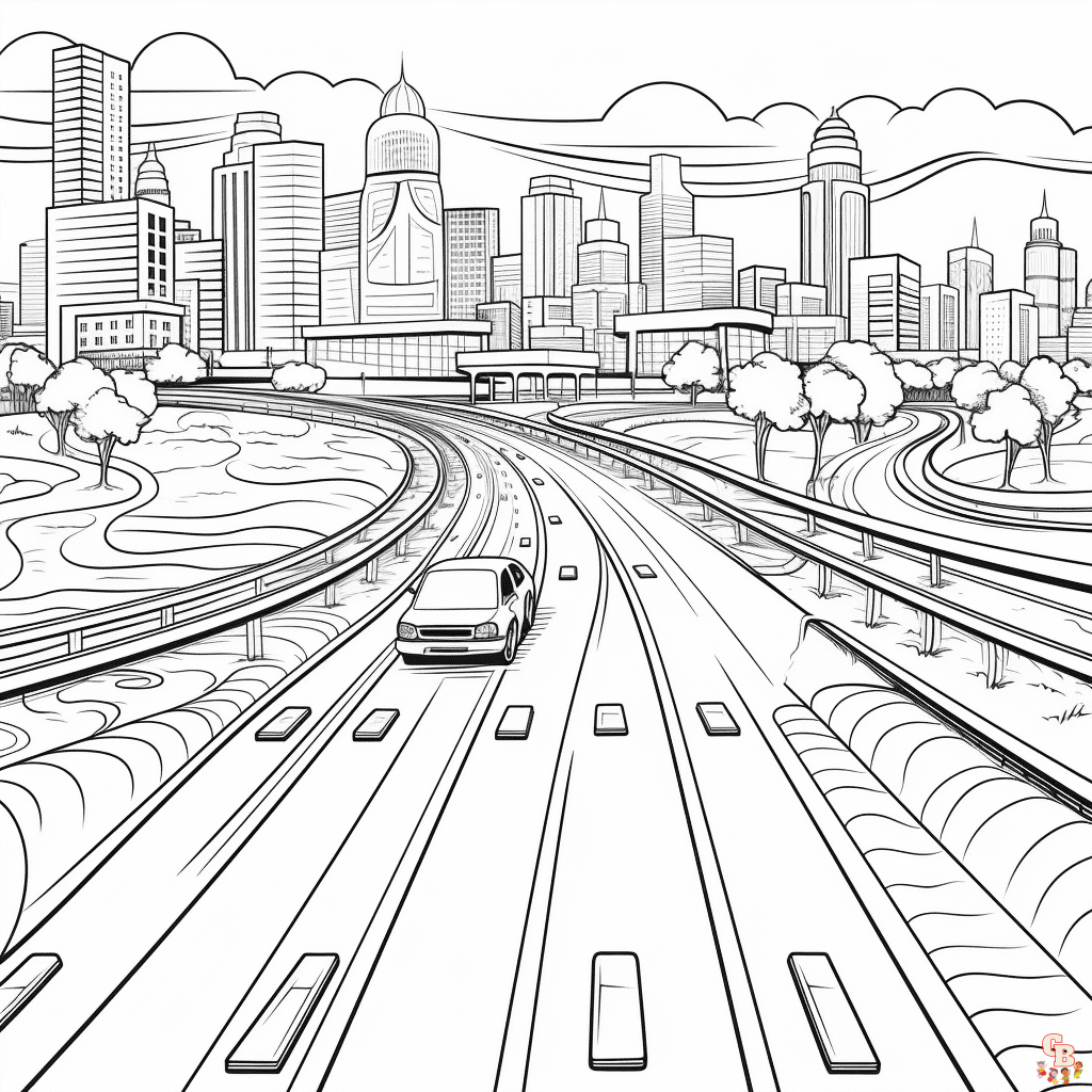 Printable road coloring pages free for kids and adults