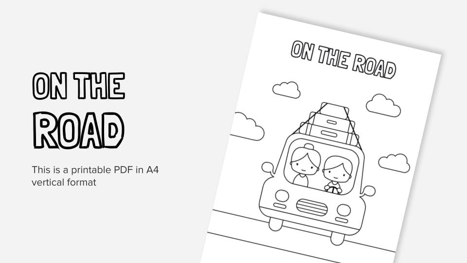 On the road printable coloring worksheet