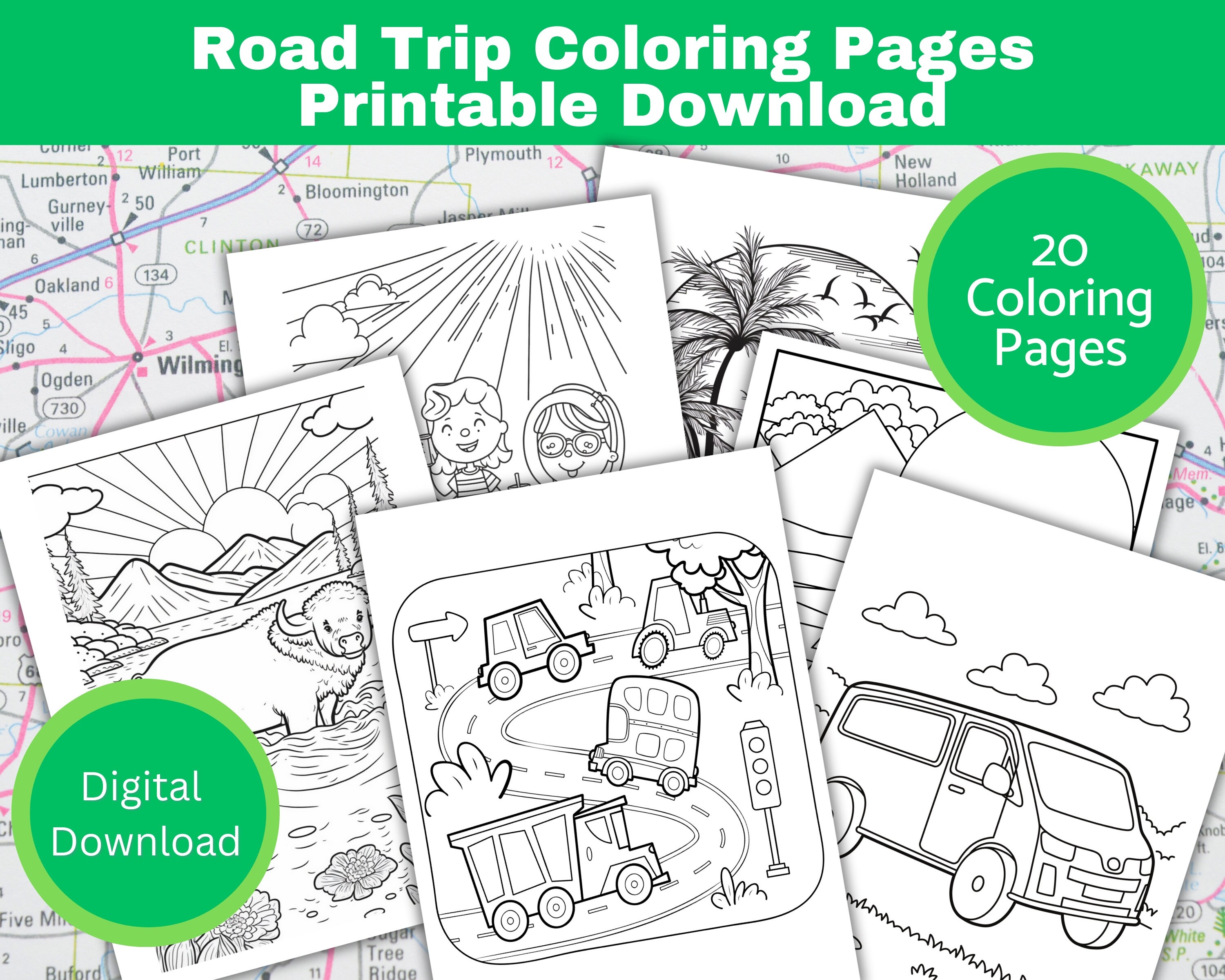 Kids road trip coloring pages printable set of road trip activity download for kids road color pages road trip kids coloring pages