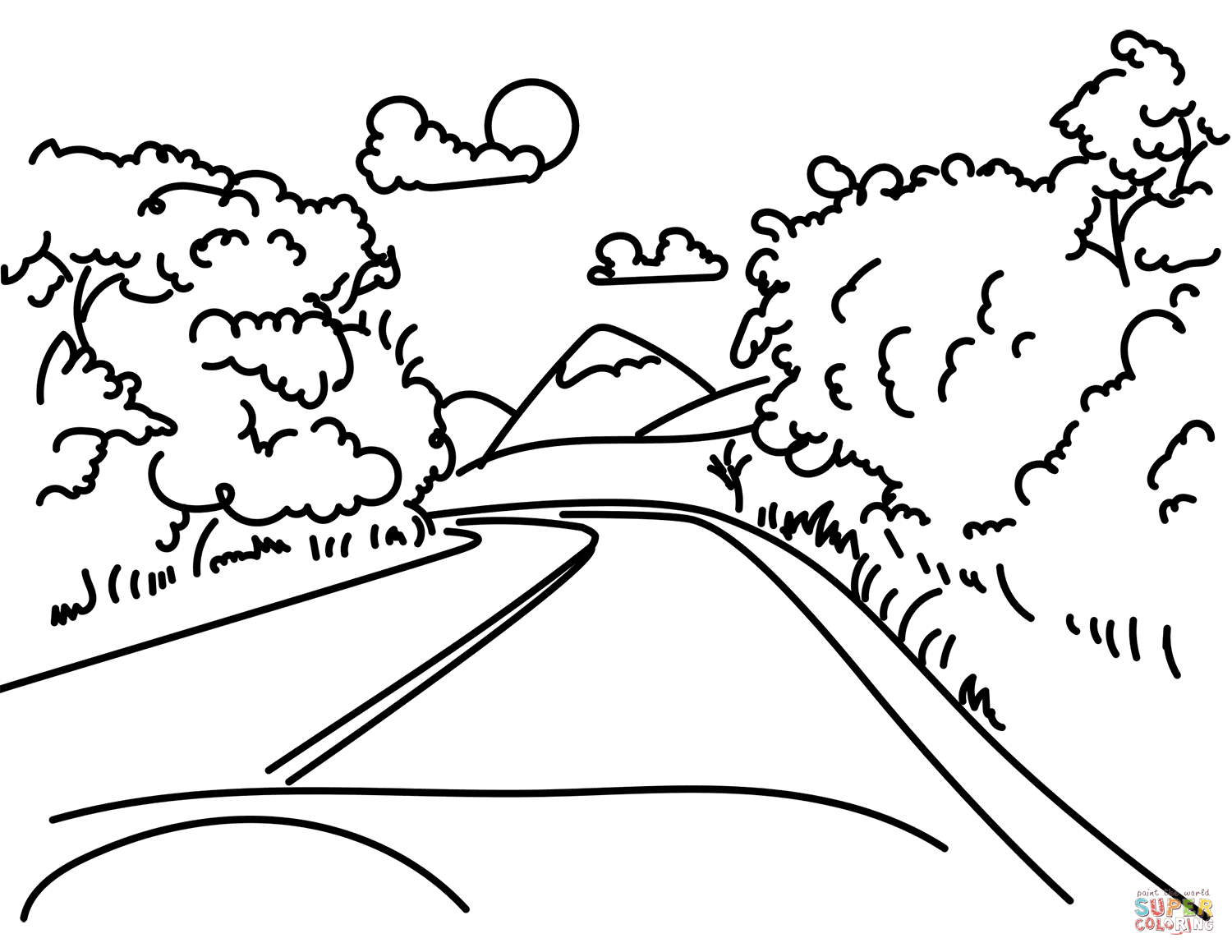 Road in mountain coloring page free printable coloring pages