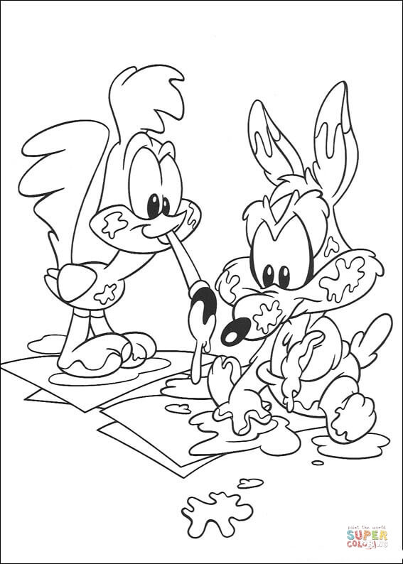 Road runner and wile e coyote coloring page free printable coloring pages