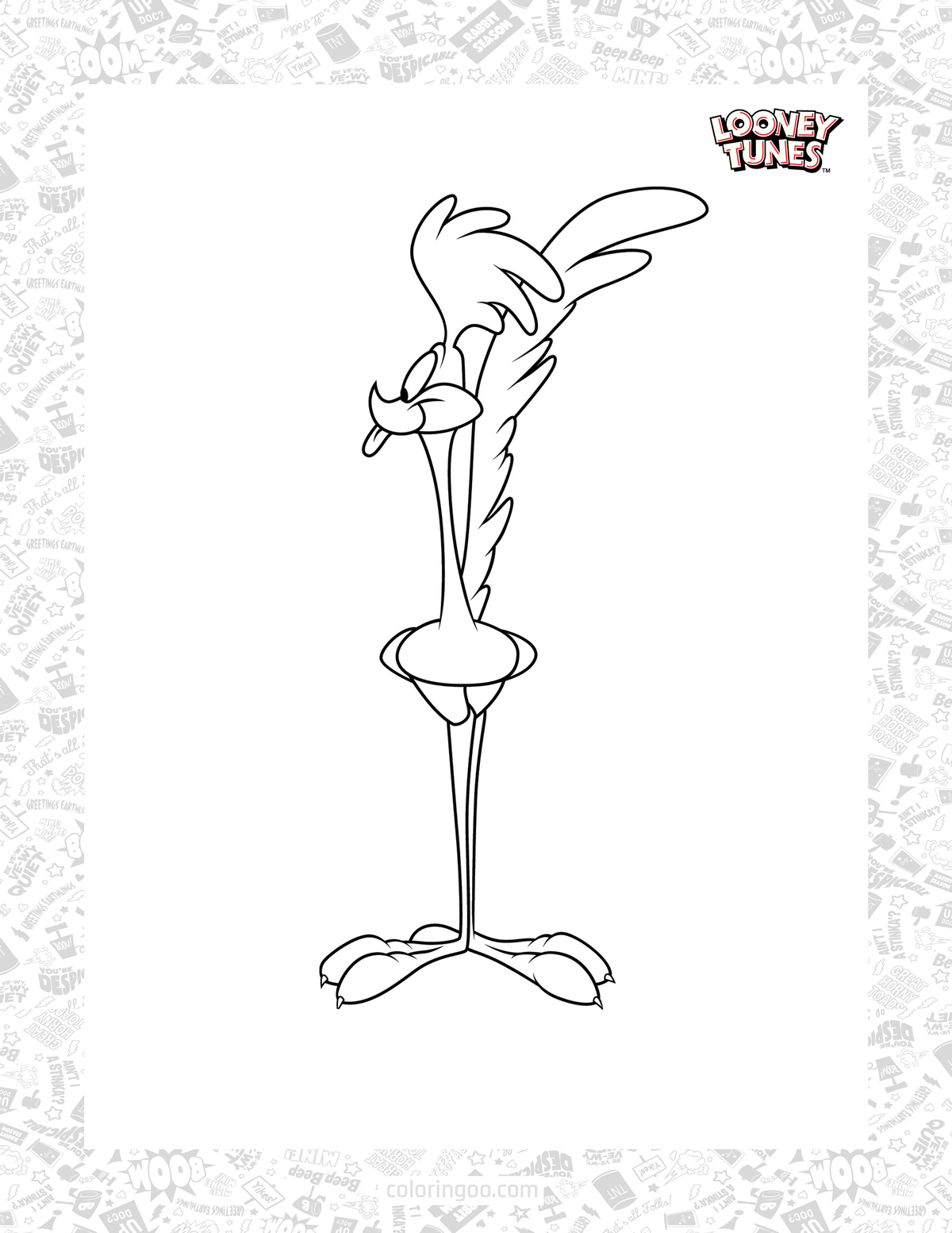 The road runner coloring sheet