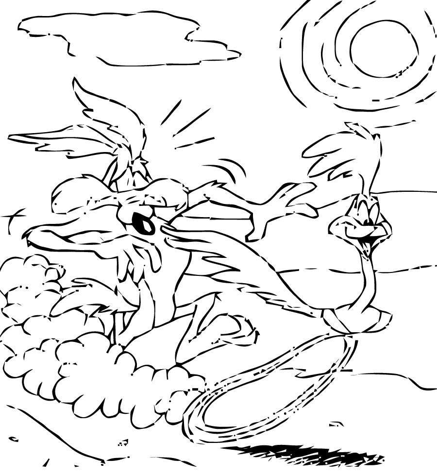 Coloring page road runner and wile e coyote cartoons â printable coloring pages