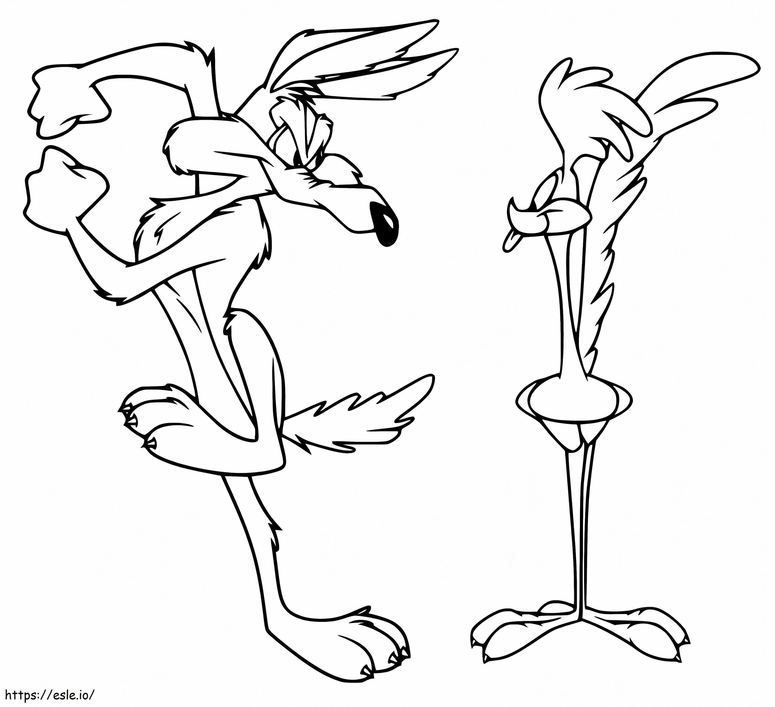 Wile e coyote with road runner coloring page