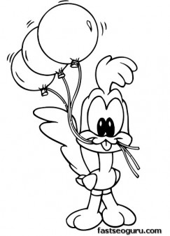 Printable baby looney tunes baby road runner coloring pages