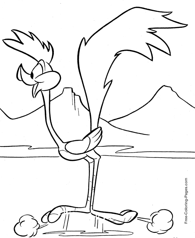 Free printable road runner coloring page
