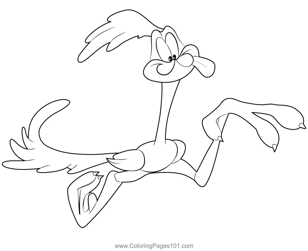 Fast run road runner coloring page for kids