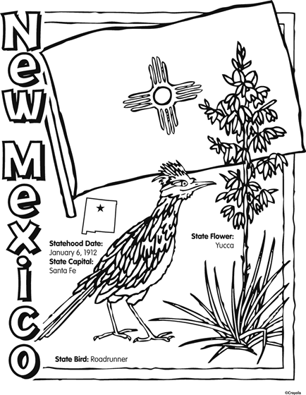 State of new mexico free coloring page
