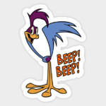 Beep beep roadrunner color car sticker