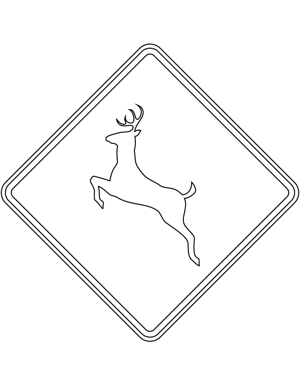 Deer crossing sign coloring page