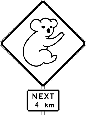 Australia road sign with koala coloring page free printable coloring pages