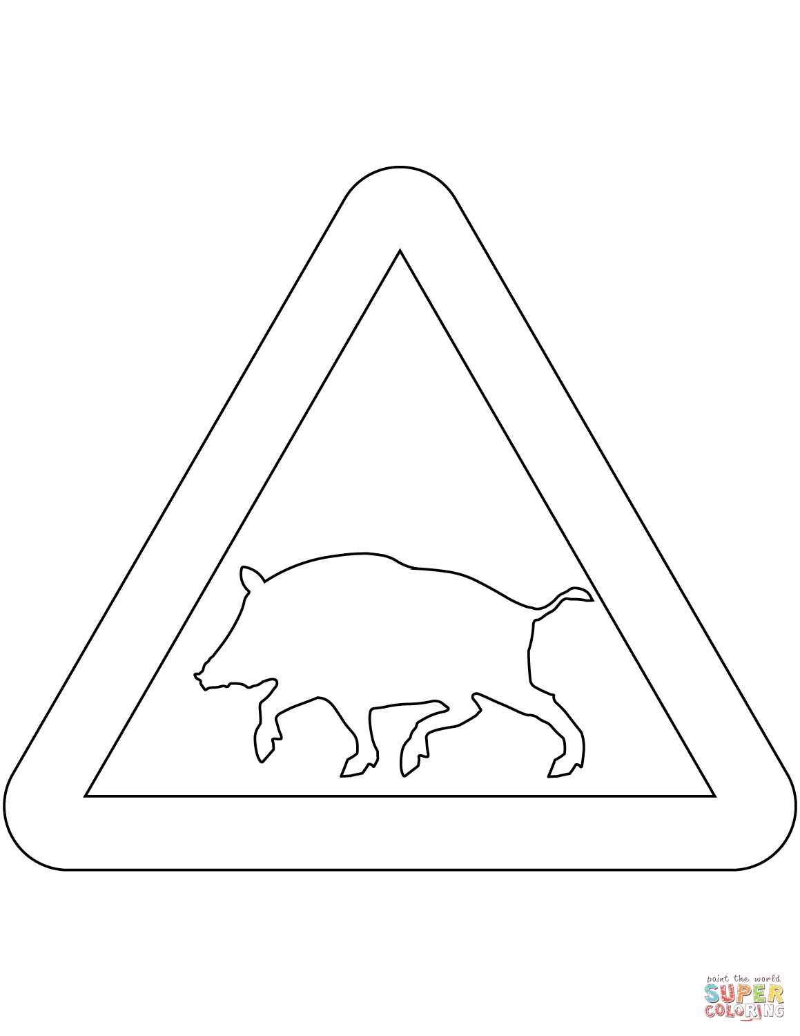 Wild animals wild boars sign in sweden coloring page free printable coloring pages