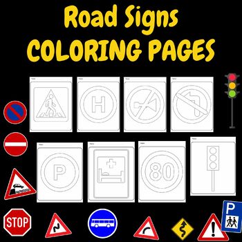 Traffic signs coloring tpt