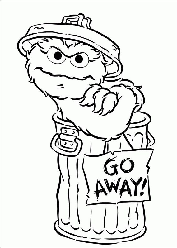 Coloring page of oscar and go away sign sesame street coloring pages coloring pages coloring books