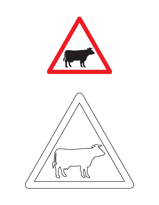 Cattle ahead traffic sign coloring page download free cattle ahead traffic sign coloring page for kids best coloring pages