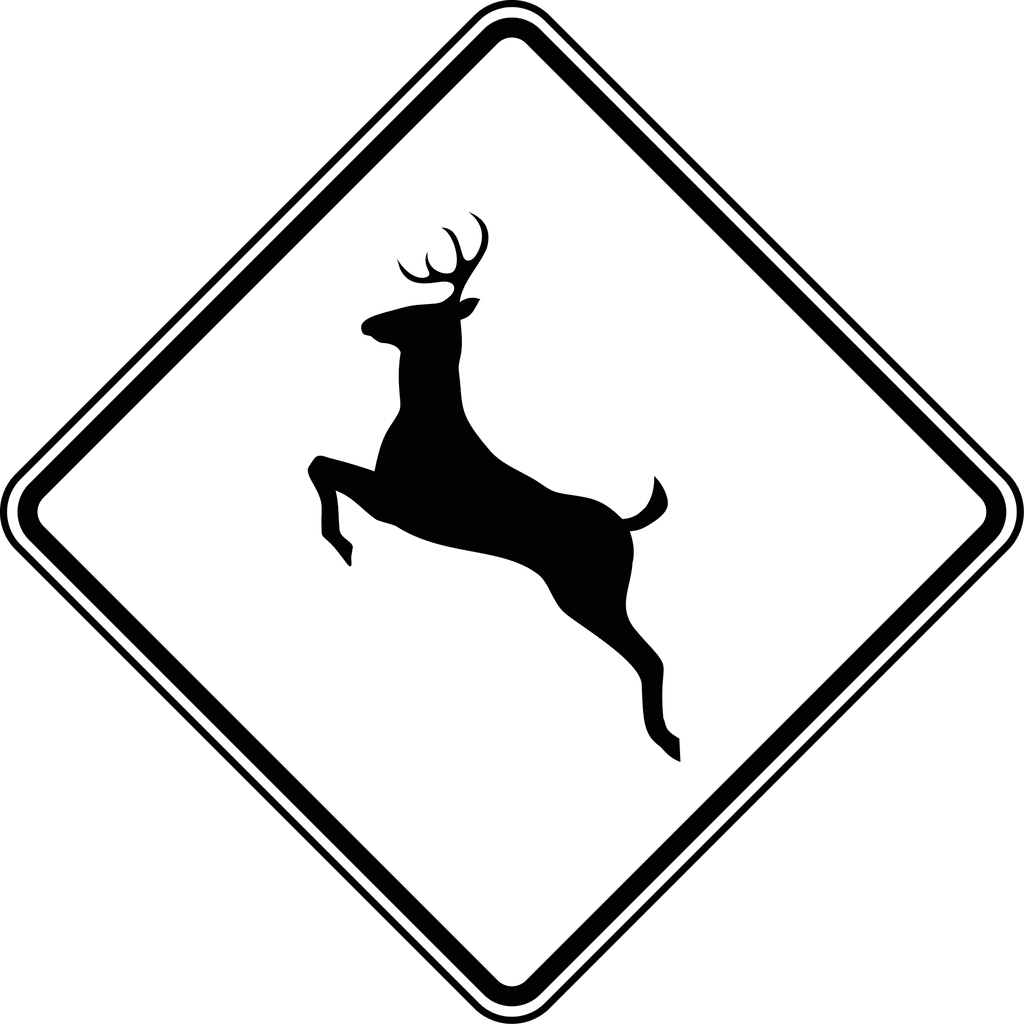 Deer crossing black and white clipart