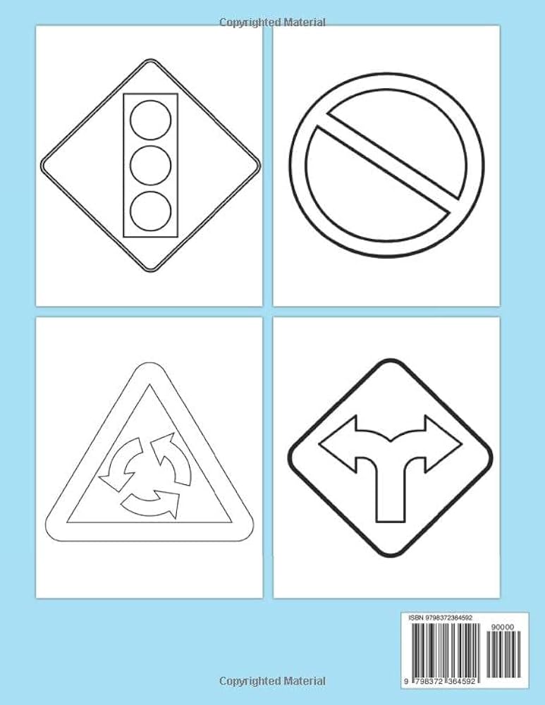 Traffic signs coloring book easy road symbol signs illustrations and amazing coloring pages for little kids to relieve stress and relax world painting books