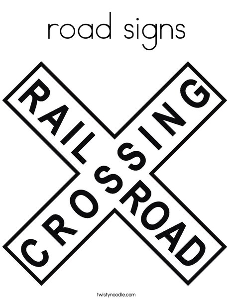 Road signs coloring page