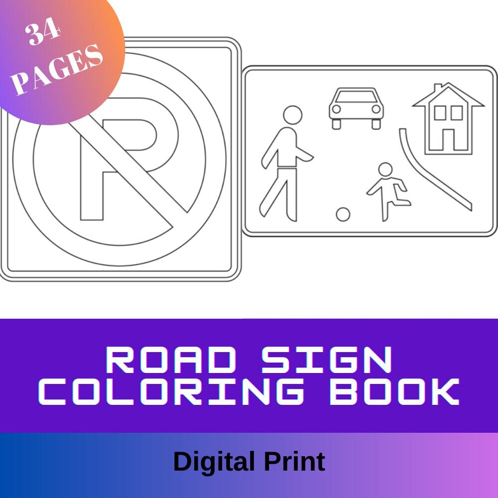 Road signs coloring pages for kids