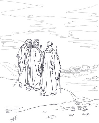 Jesus on the road to emmaus coloring page free printable coloring pages