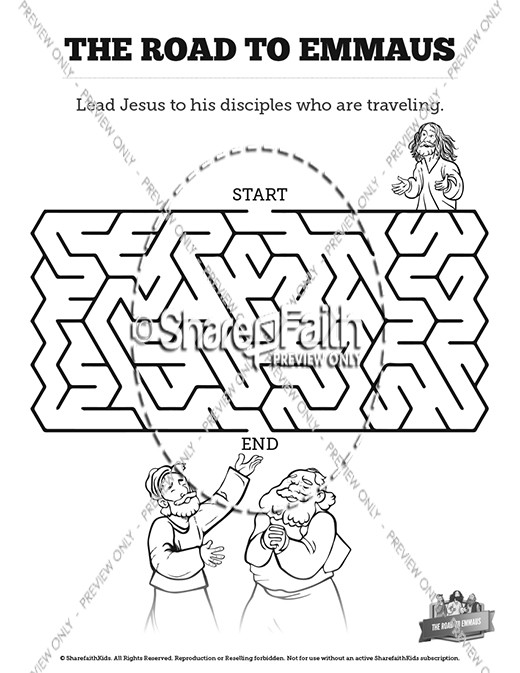 Luke road to emmaus sunday school coloring pages clover media