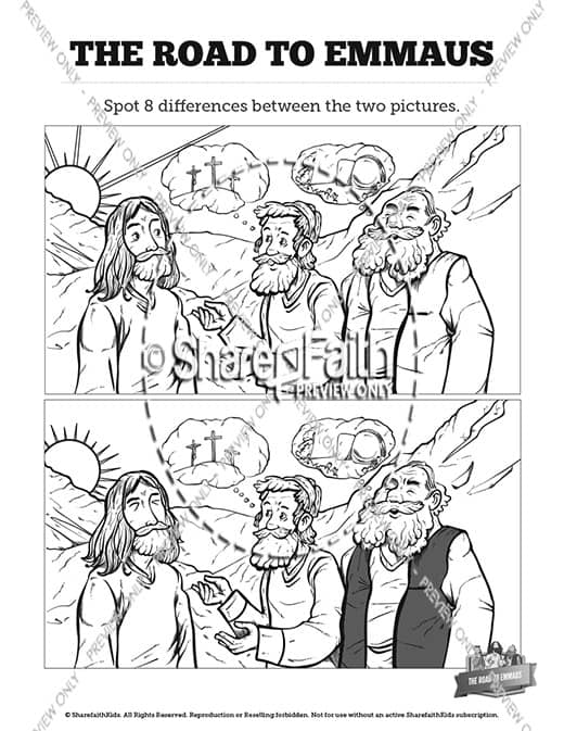 Luke road to emmaus sunday school coloring pages â