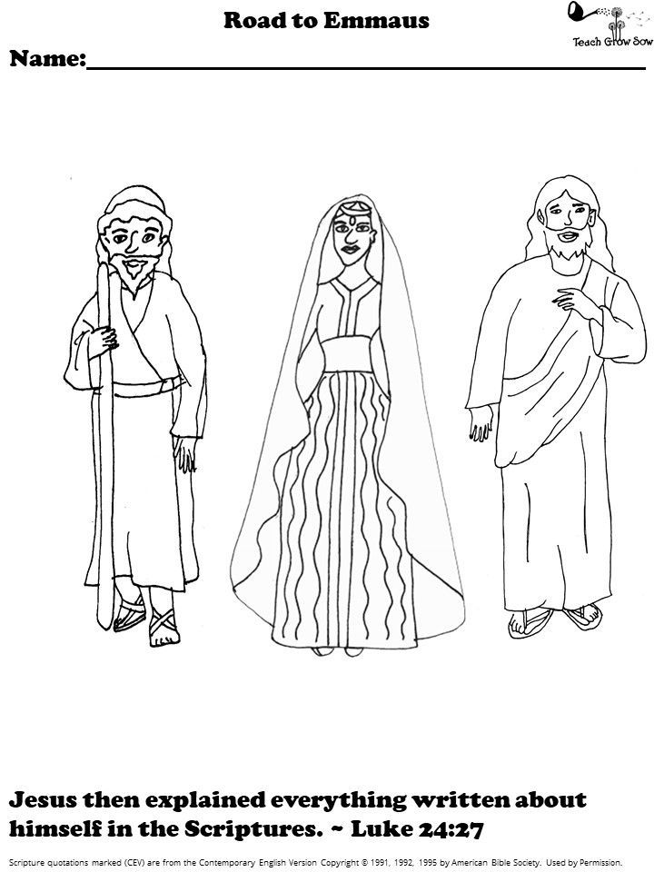 Road to emmaus coloring page jesus is alive road to emmaus jesus tomb