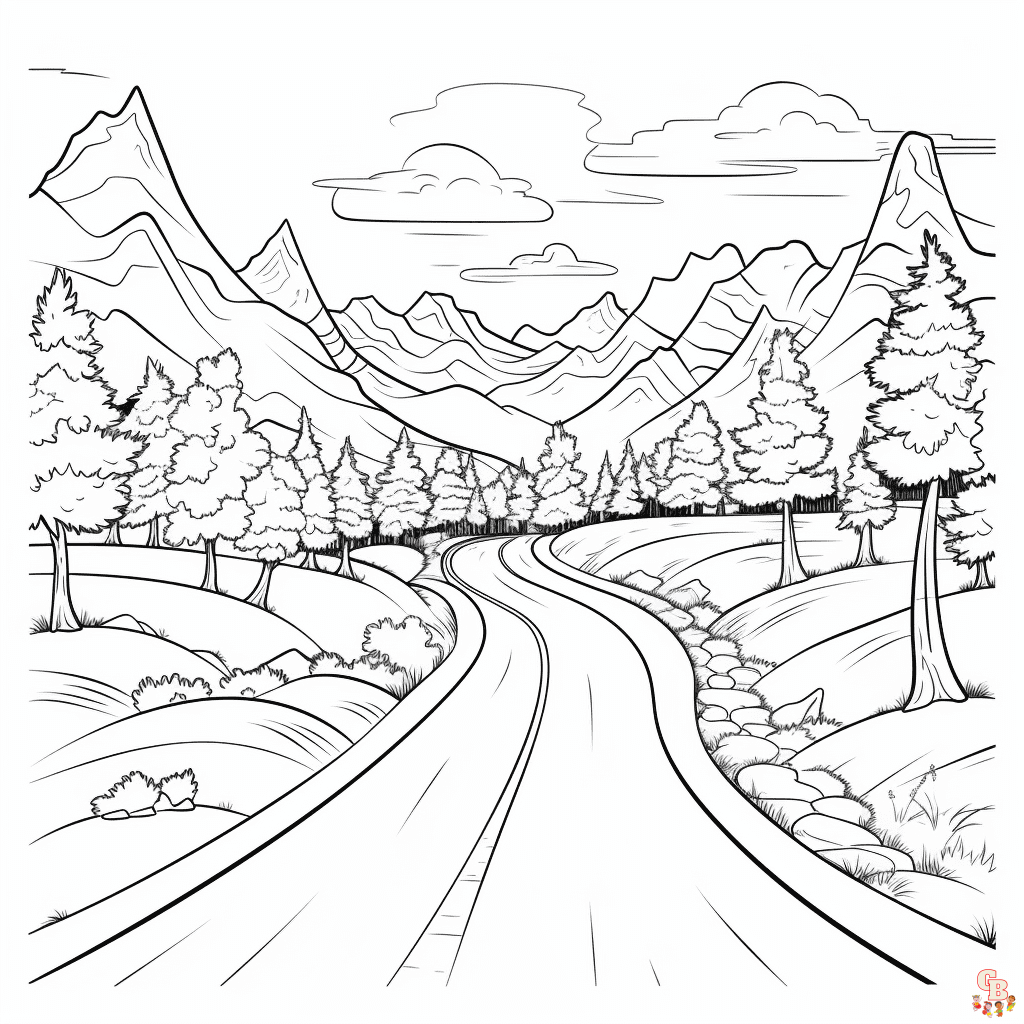 Printable road coloring pages free for kids and adults