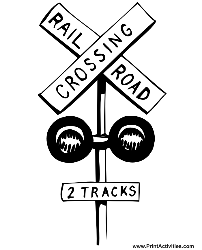 Railroad coloring page railroad crossing