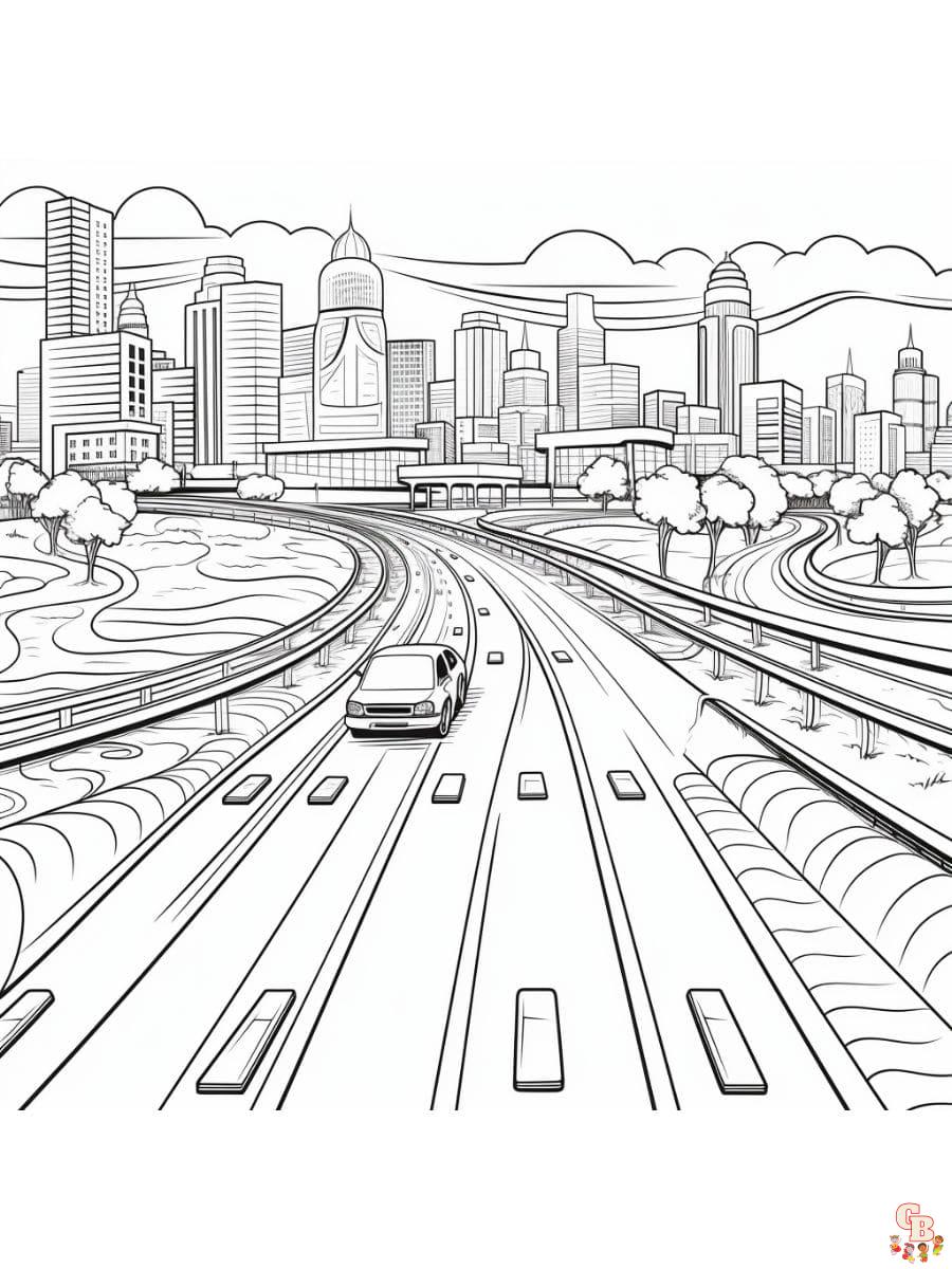 Printable road coloring pages free for kids and adults