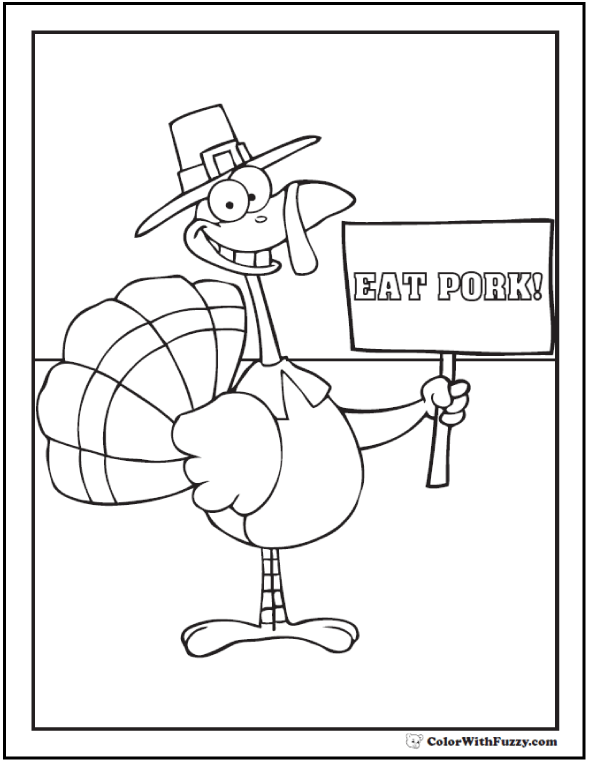 Funny turkey coloring page