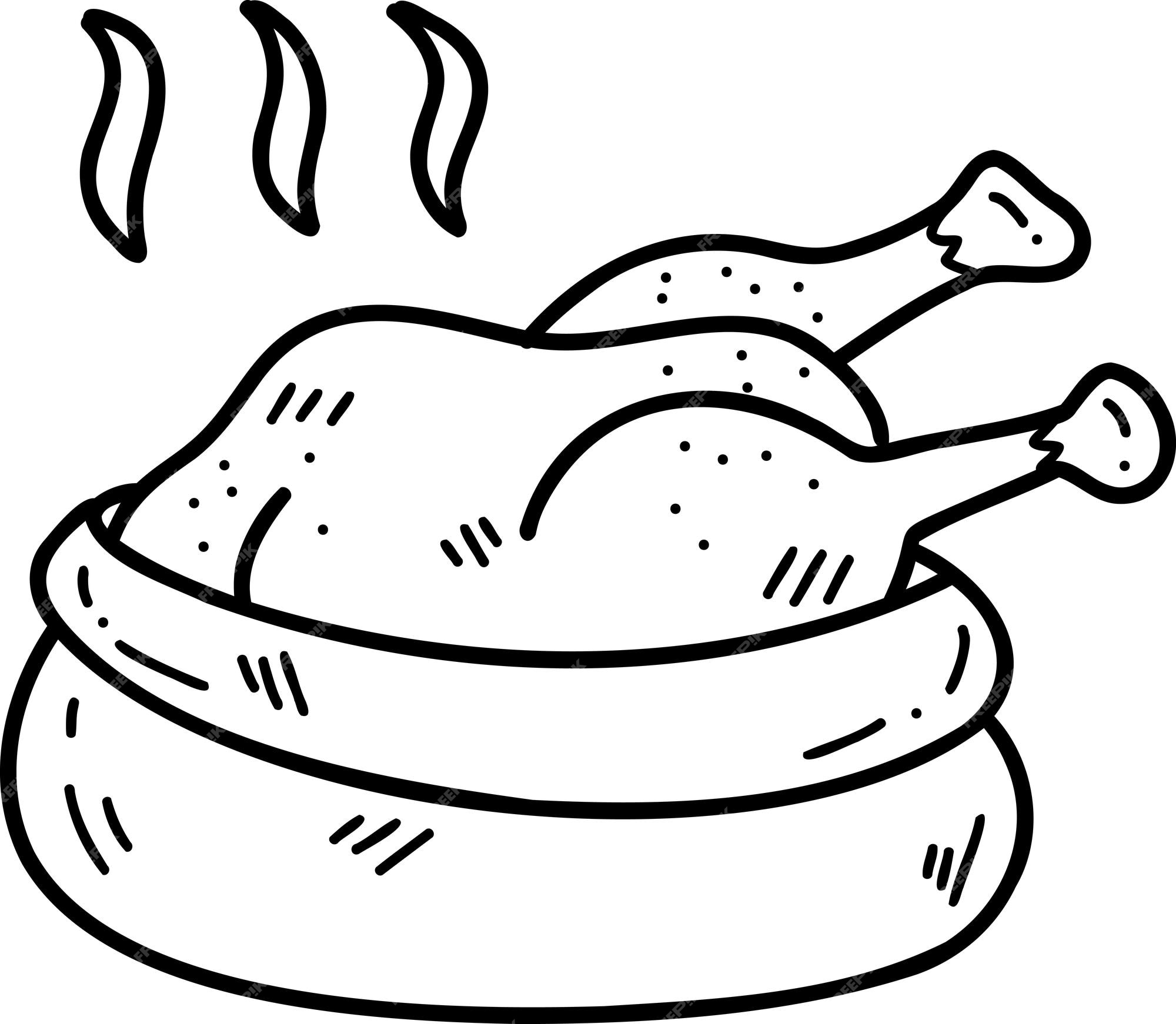 Premium vector hand drawn roast turkey illustration