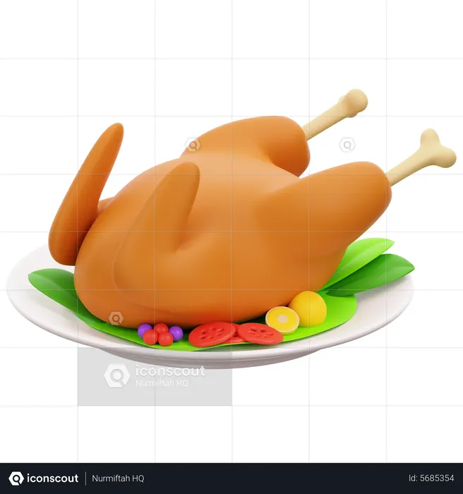 Roast chicken dish d icon download in png obj or blend format