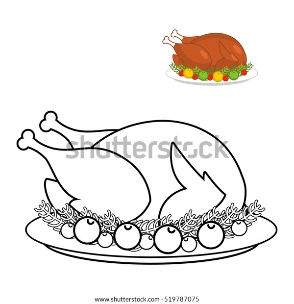 Roast turkey thanksgiving coloring book fowl stock illustration