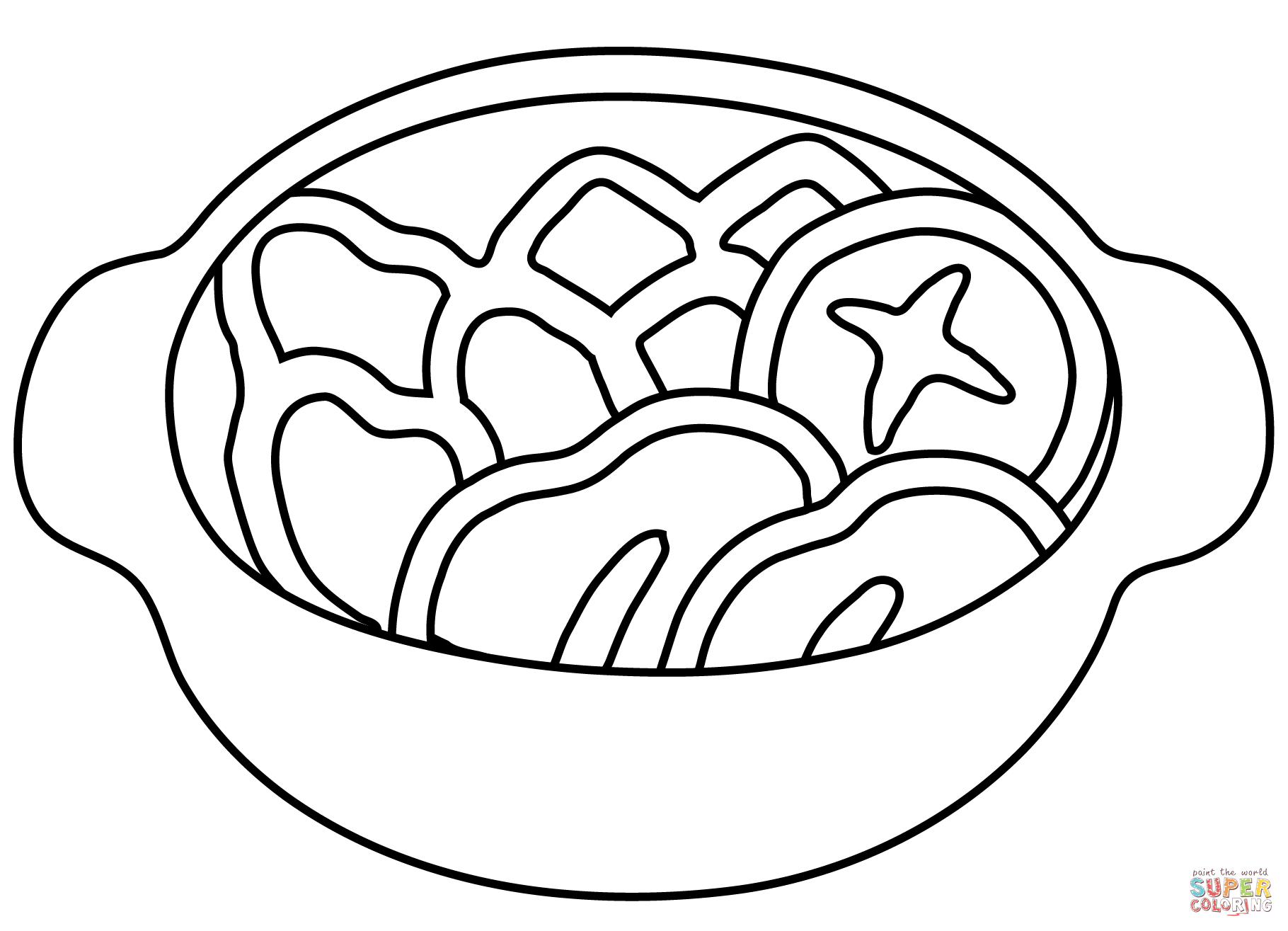 Pot of food emoji coloring page free printable coloring pages