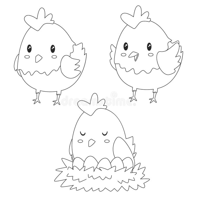 Cute hen chicken coloring page vector design stock vector
