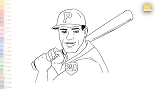 Roberto clemente drawing baseball right fielder drawing how to draw roberto clemente step by step