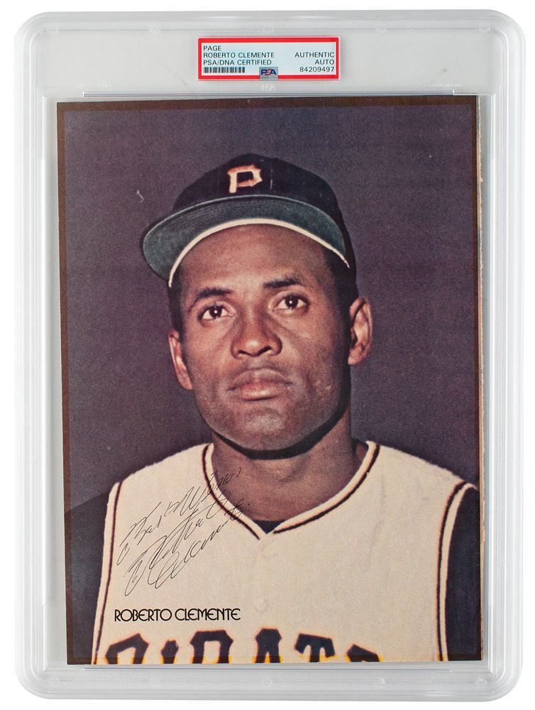 Roberto clemente signed photograph rr auction