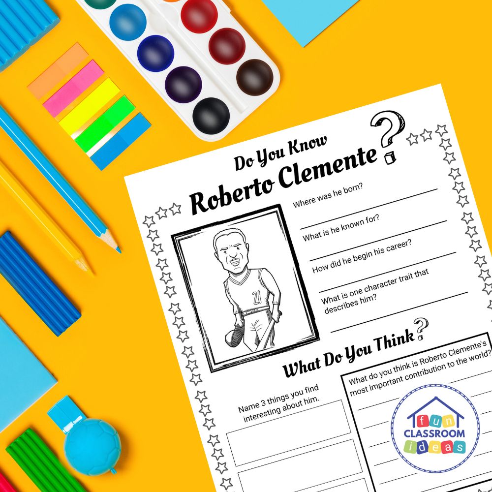 Free roberto clemente worksheet