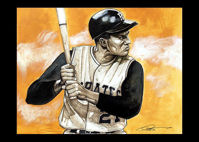 Roberto clemente greeting card by dave olsen