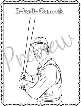 Roberto clemente hispanic heritage month coloring sheets and bookmarks