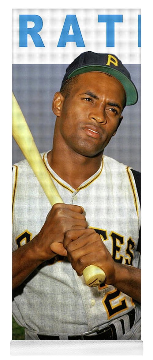 Roberto clemente pirates outfield baseball card yoga mat by thomas pollart