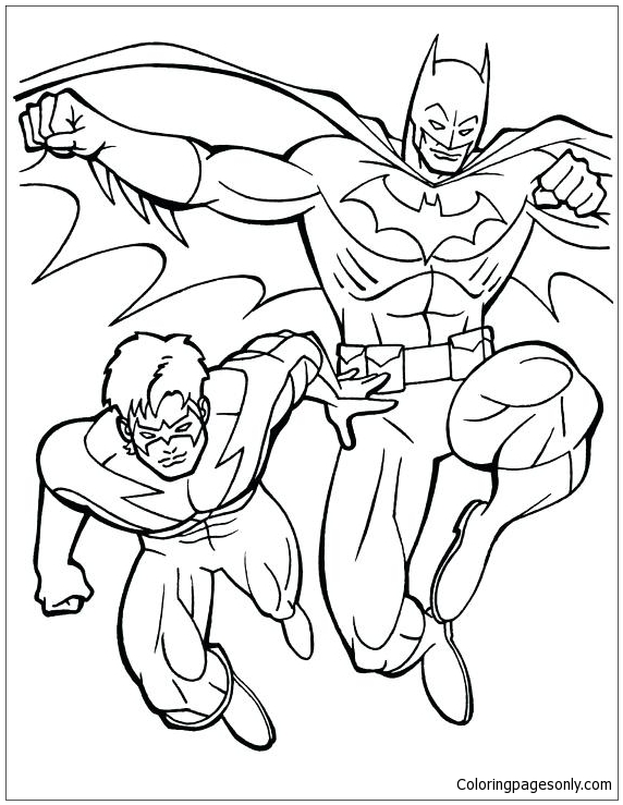 Batman and robin coloring page