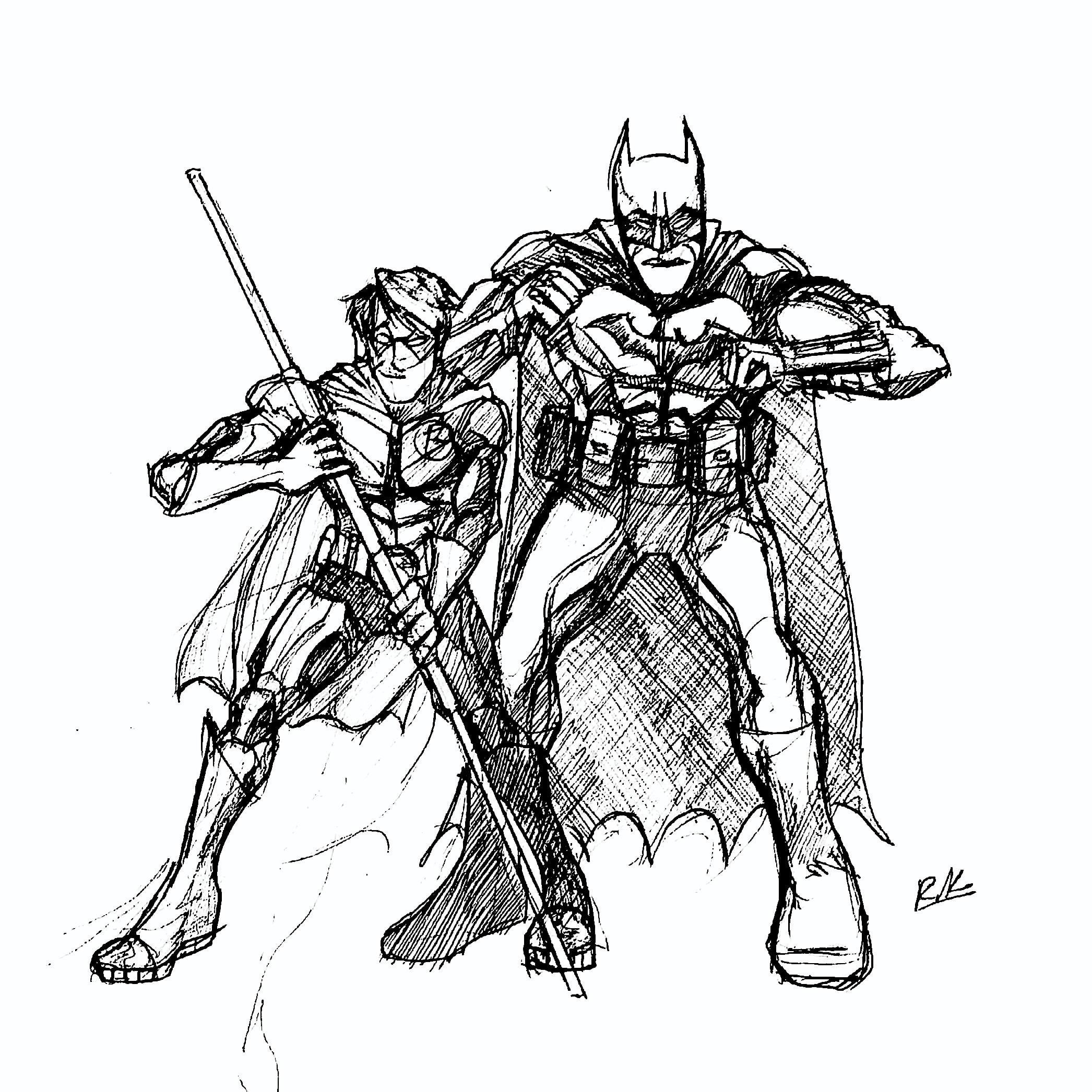 Artwork quick sketch i made of batman and robin rdcics