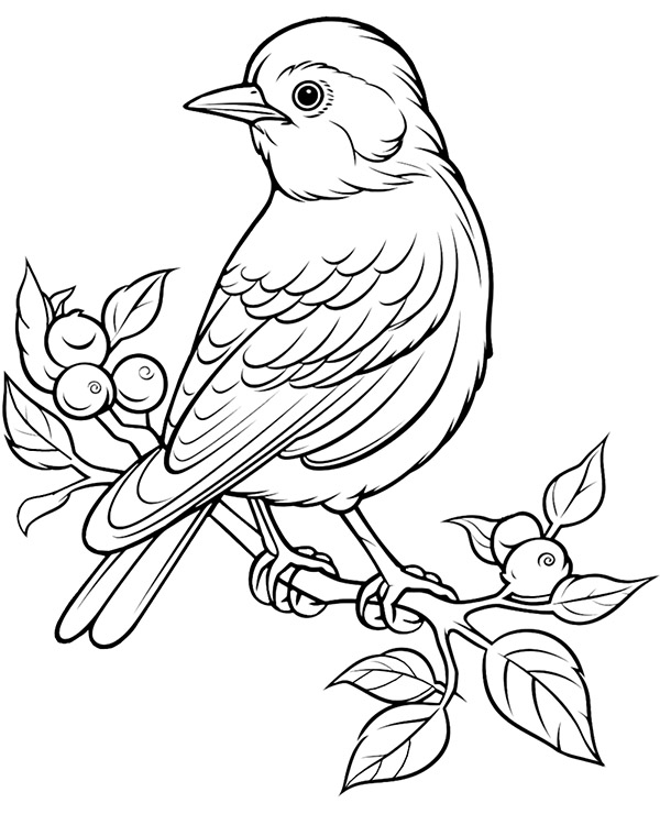 Bird robin coloring page to print