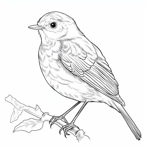 Premium ai image beautiful bird coloring pages robin outline for childrens coloring book